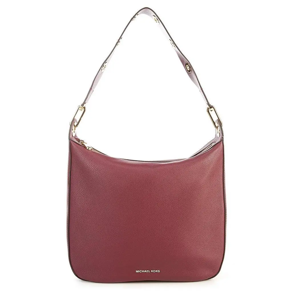 Michael Kors Raven Large Pebble Leather Shoulder Bag Plum Purple