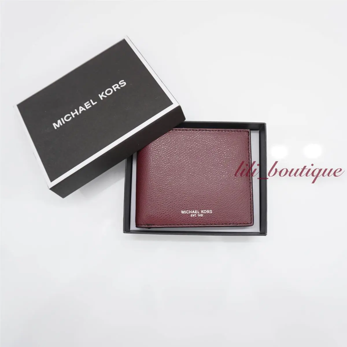 Michael Kors Men`s Warren Billfold Bifold Wallet Leather Rouge Red