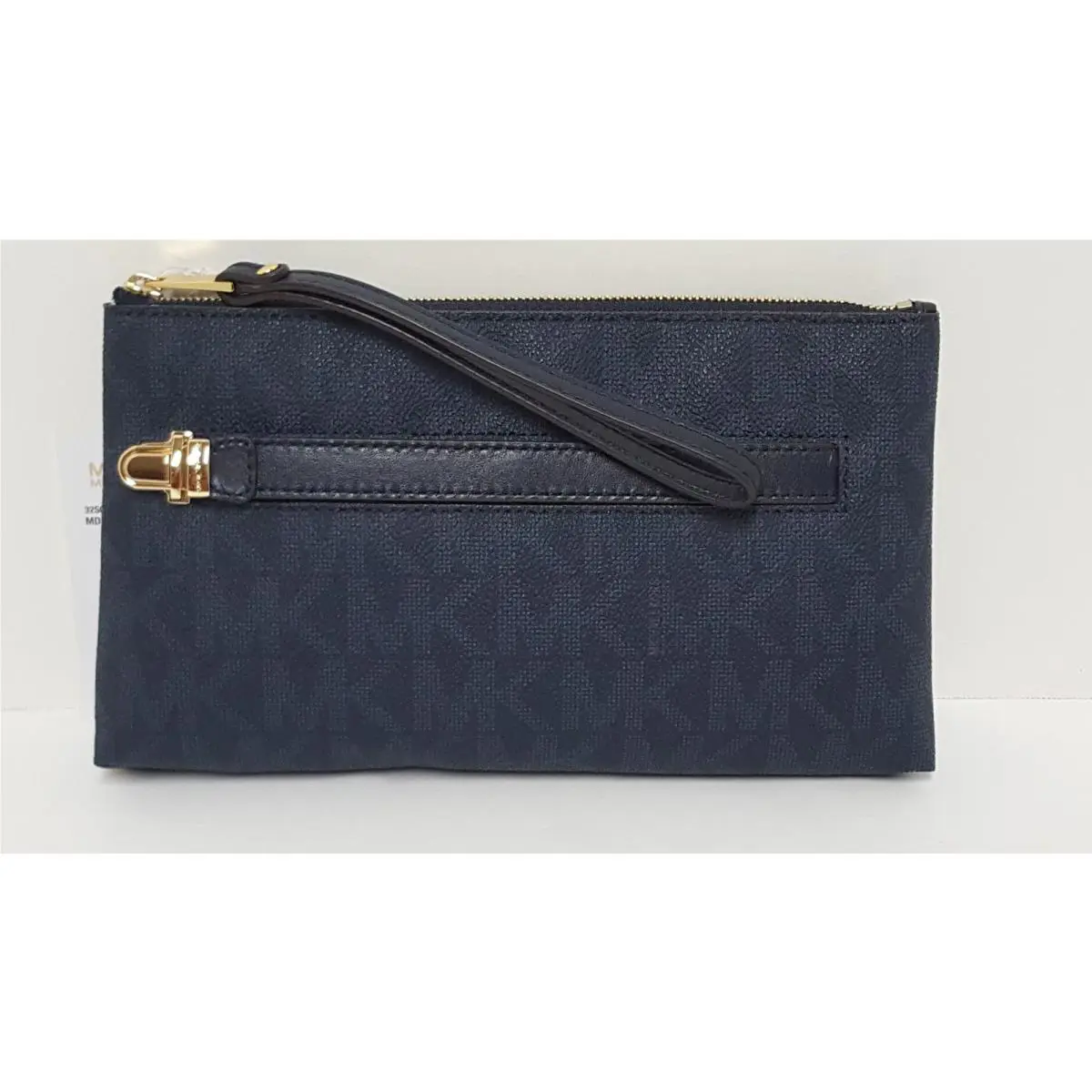Michael Kors Charlton Signature Baltic Blue Medium Wristlet Clutch Purse