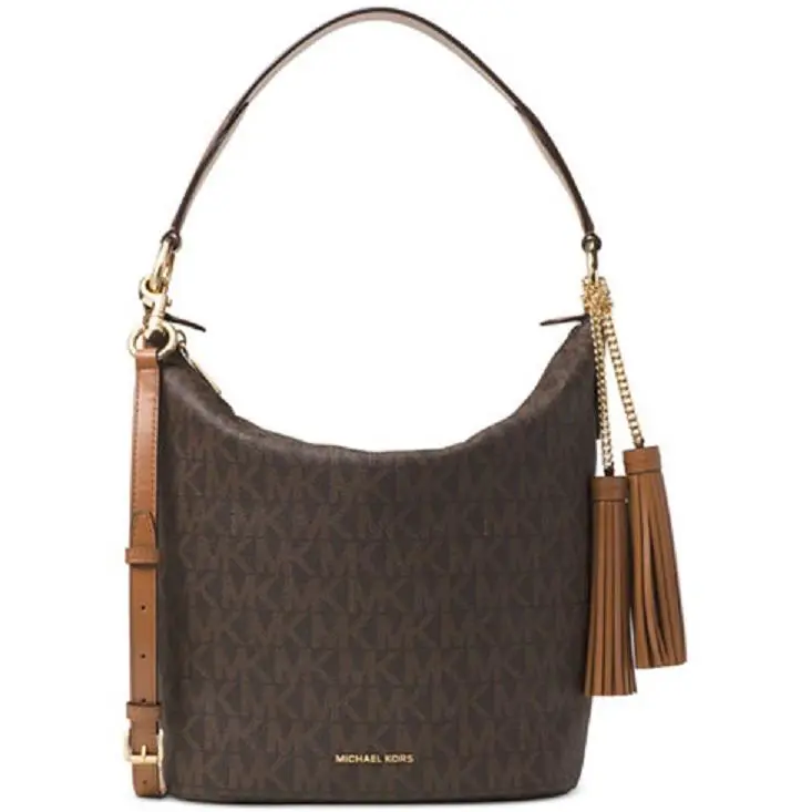Michael Kors Elana Large East West Convertible Shoulder Bag Brown Mono Tote