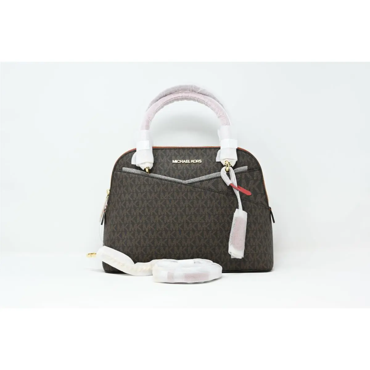 Michael Kors Jet Set Dome Satchel Shoulder Bag Powdered Blush Signature Logo