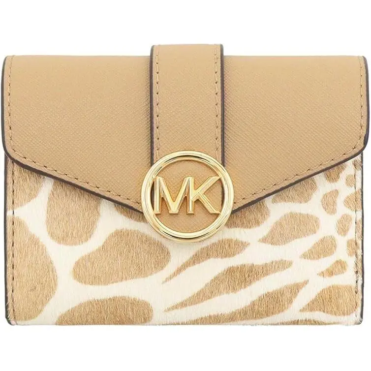 Michael Kors Carmen Medium Flap Bifold Wallet in Camel