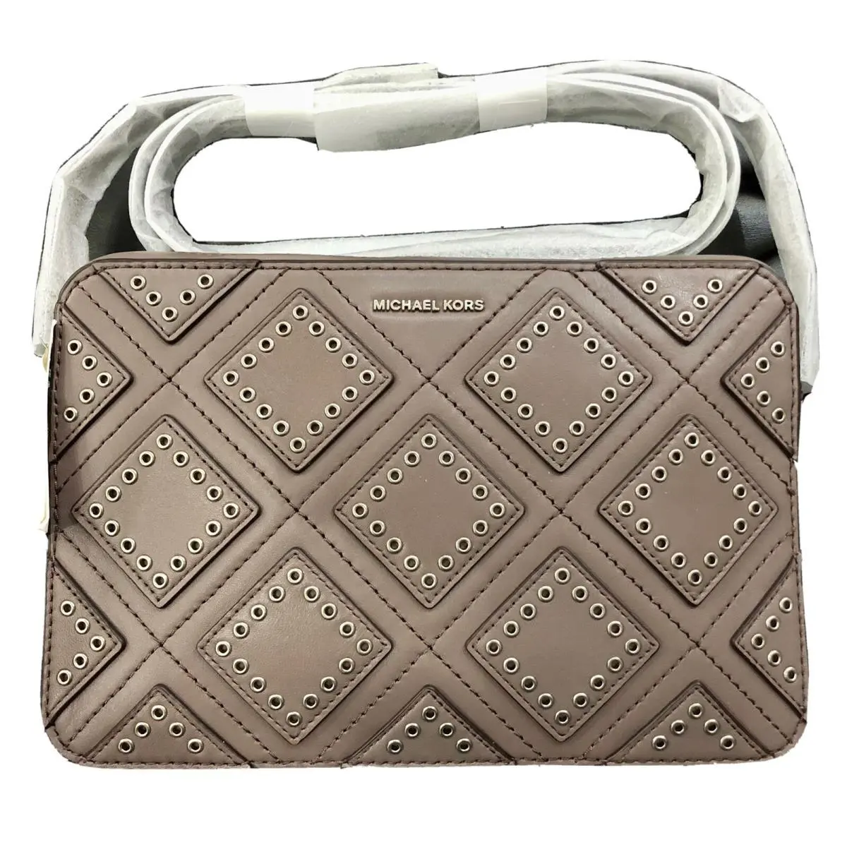 Michael Kors Diamond Grommet Jet Set Travel Leather Crossbody Bag Cinder