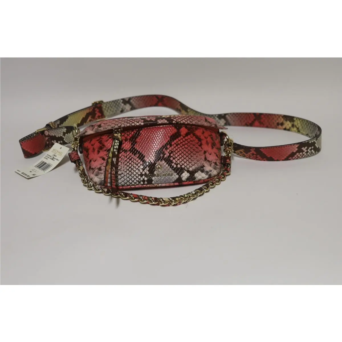 Michael Kors Slater Sling Pack Messenger Bag Dahlia Reptile Pink Multicolor