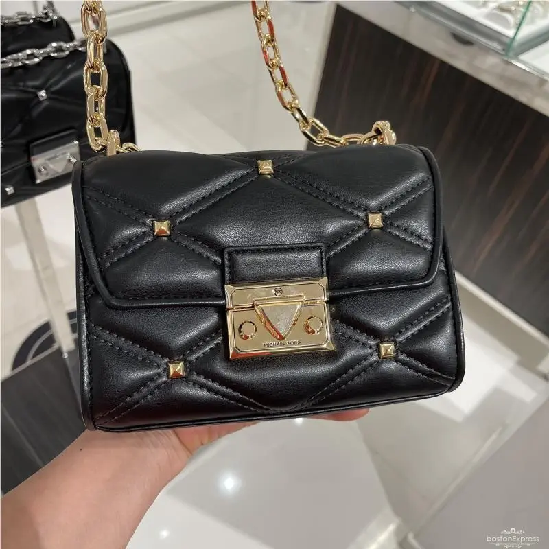 Michael Kors Serena Small Flap Vegan Crossbody Bag In Black