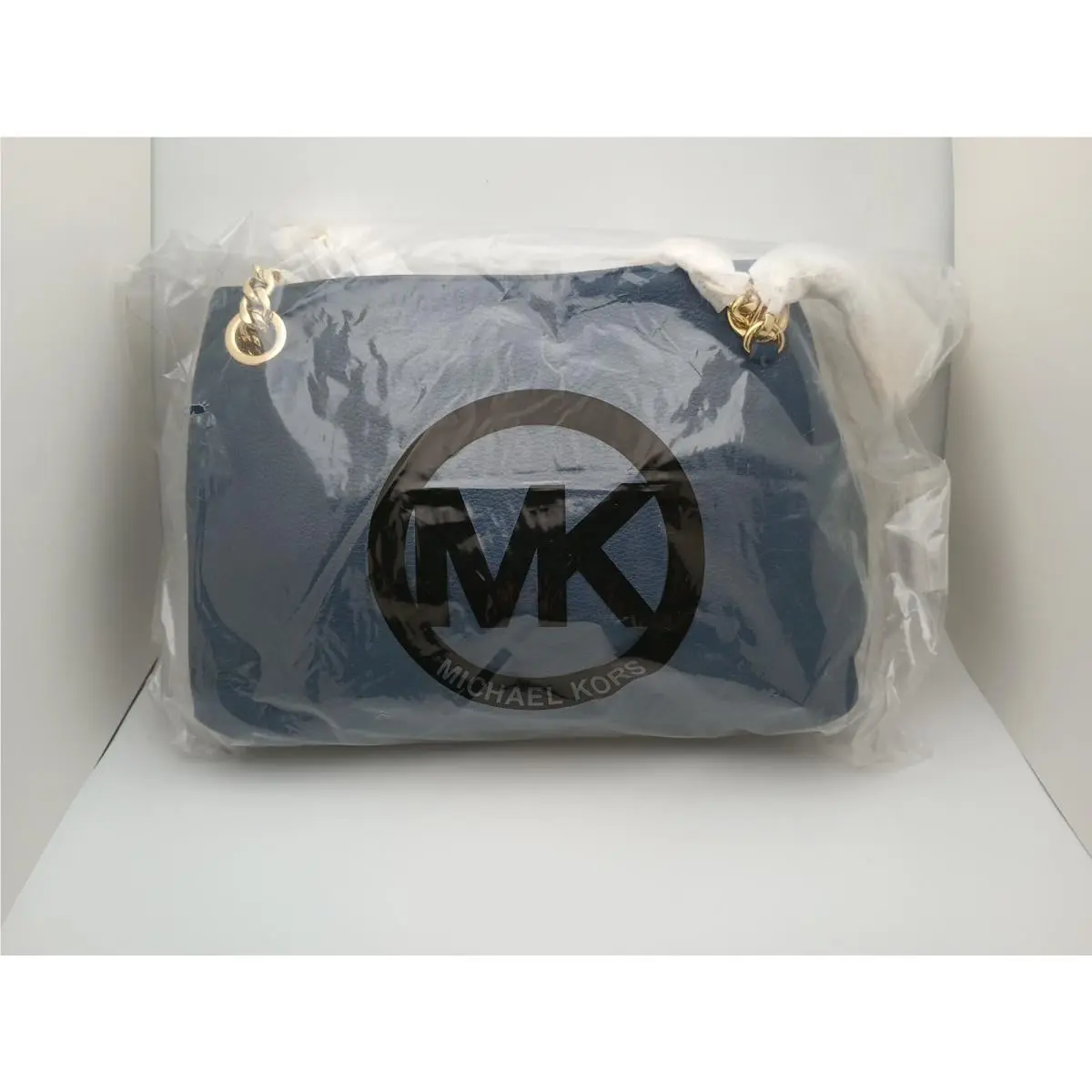 Michael Kors MK Jet Set Medium Messenger Leather Chain Shoulder Hand Bag - Navy