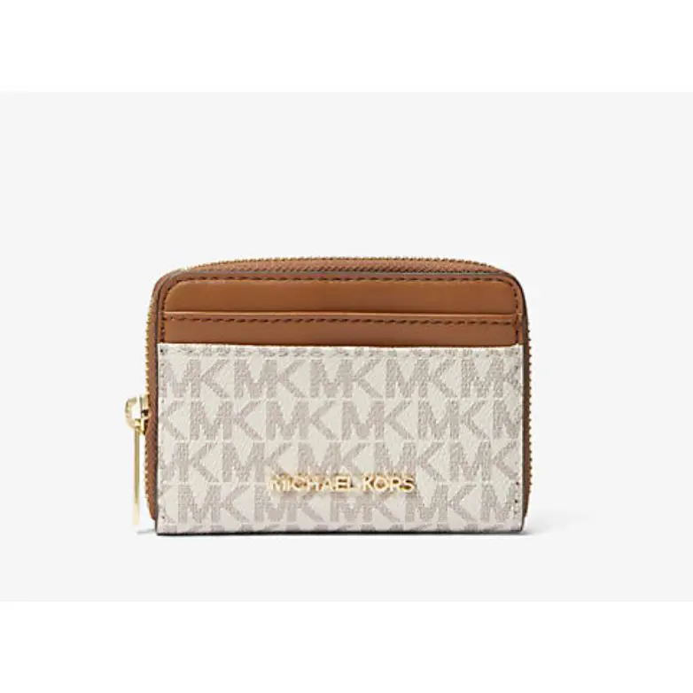 Michael Kors Jet Set Travel MD Zip Around Card Case In Vanilla Multi