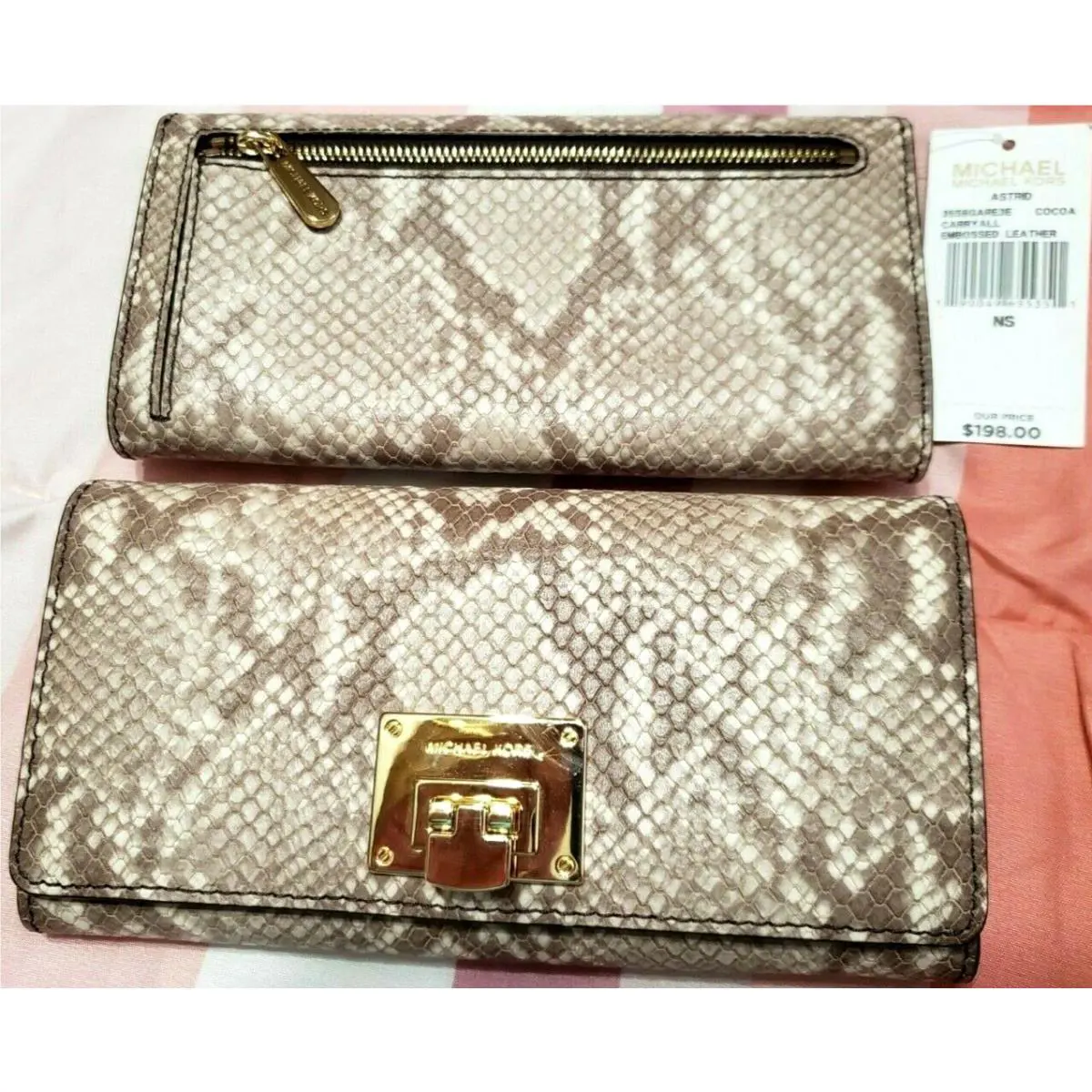 Michael Kors Astrid 35S6GARE3E Carryall Cocoa Embossed Leather