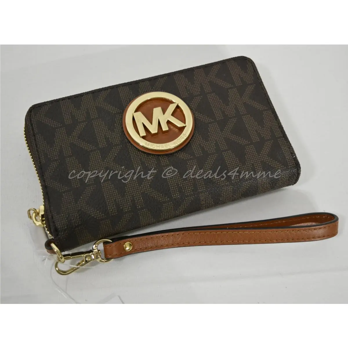 Michael Kors Fulton Large Flat Multi-function Phone Case Wallet/wristlet Brown