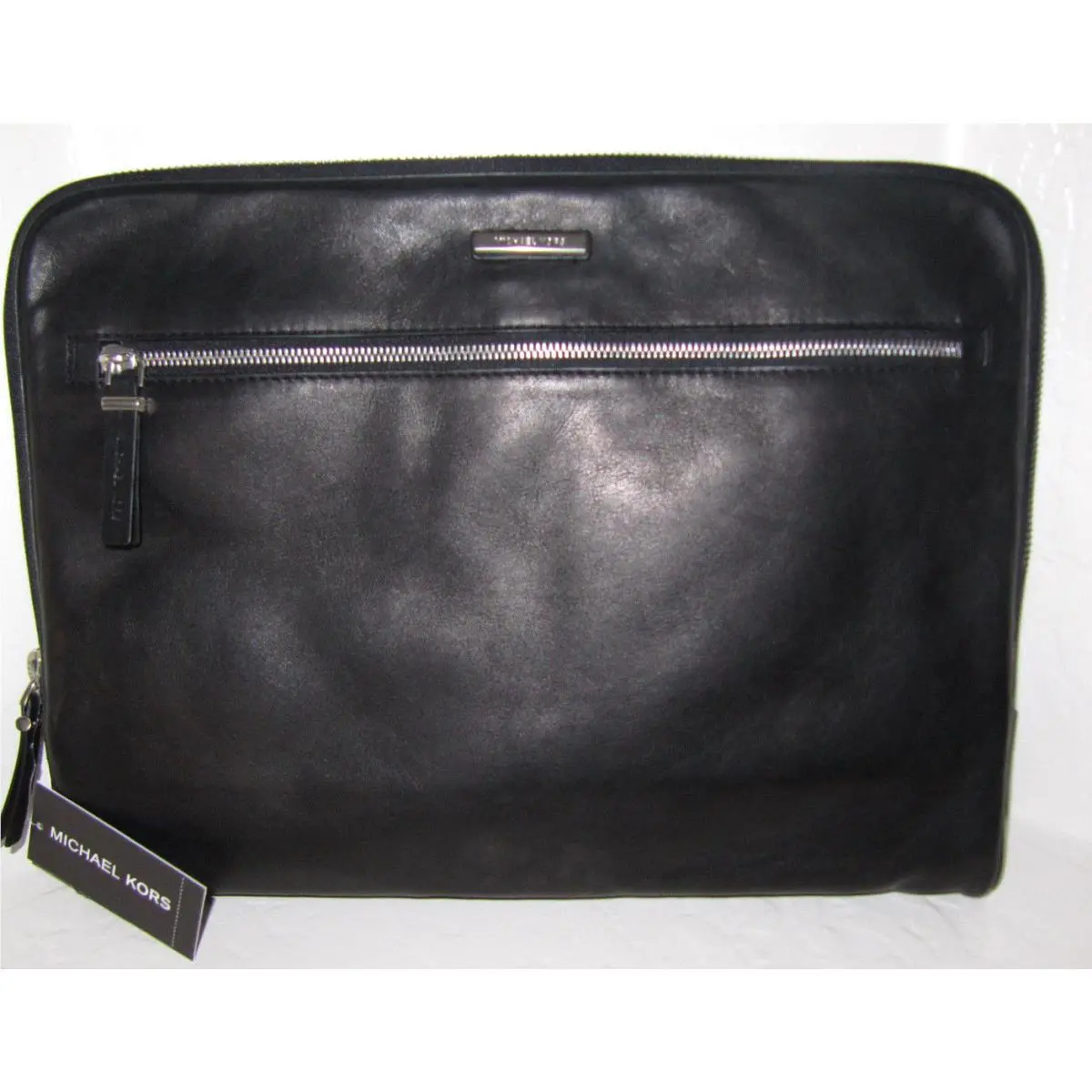 Michael Kors Cameron Black Smooth Leather Zip Around Portfolio