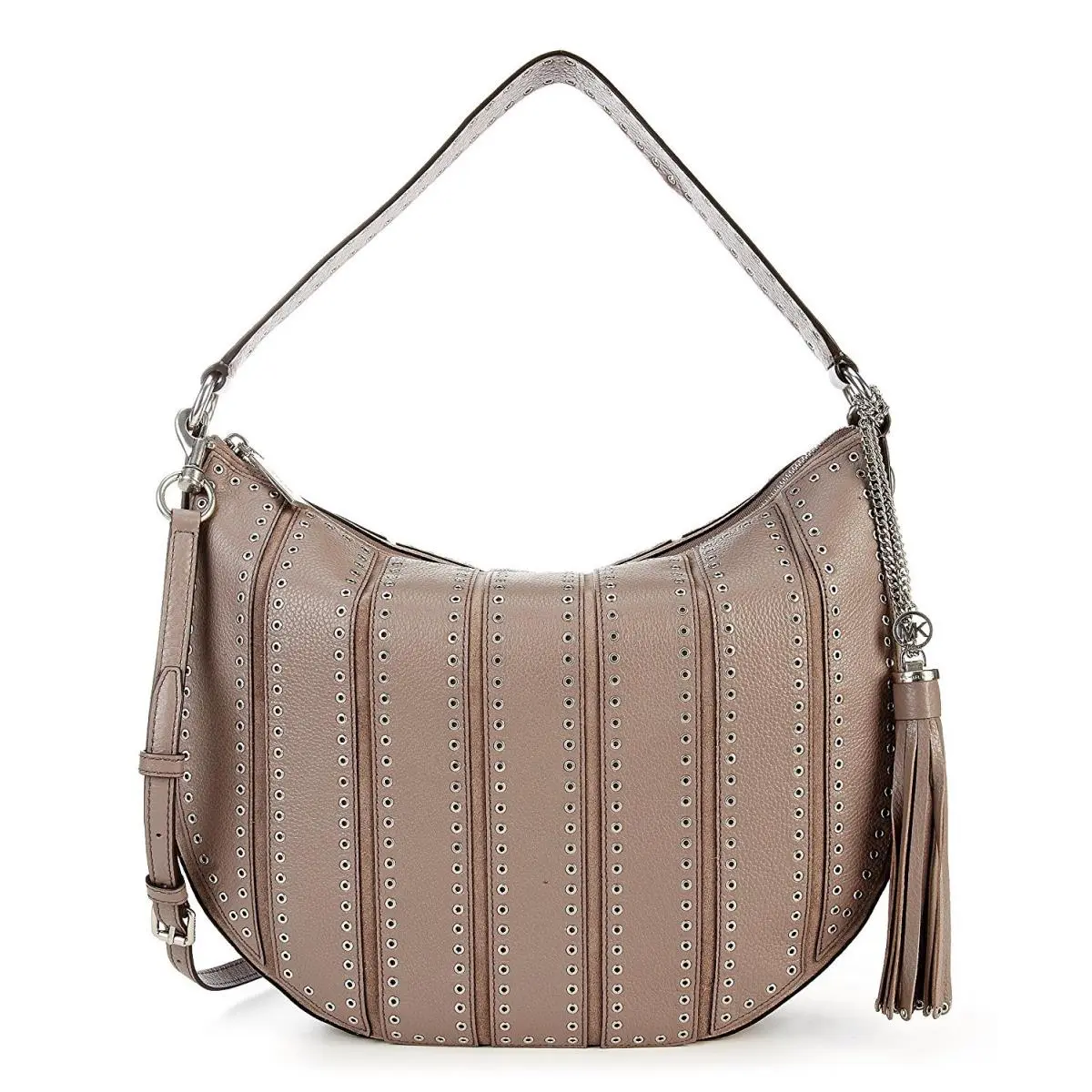 Michael Kors Brooklyn Large Grommet Appliqué Convertible Hobo Cinder Grey