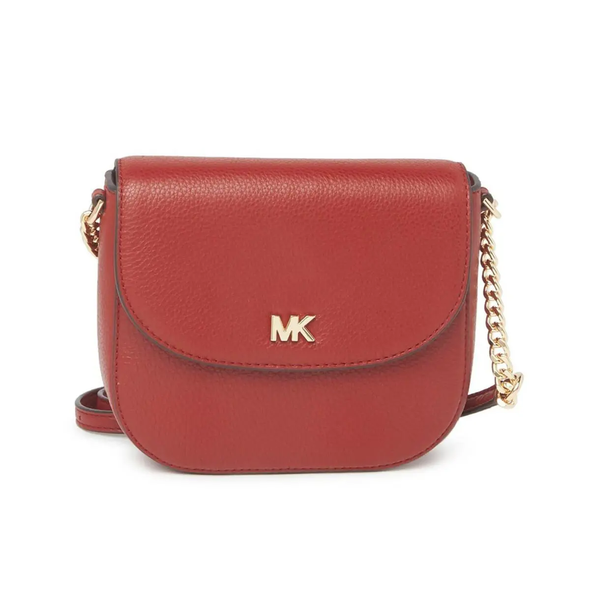 Michael Kors Brandy Leather Mott Large Dome Crossbody Bag - Exterior: Red