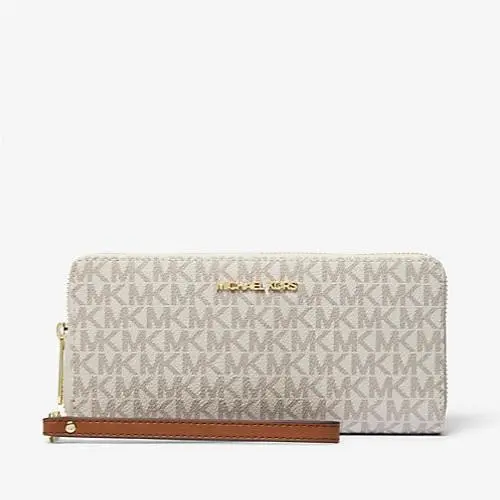Michael Kors Jet Set Travel Large Logo Continental Wristlet Vanilla 35F8GTVT3B