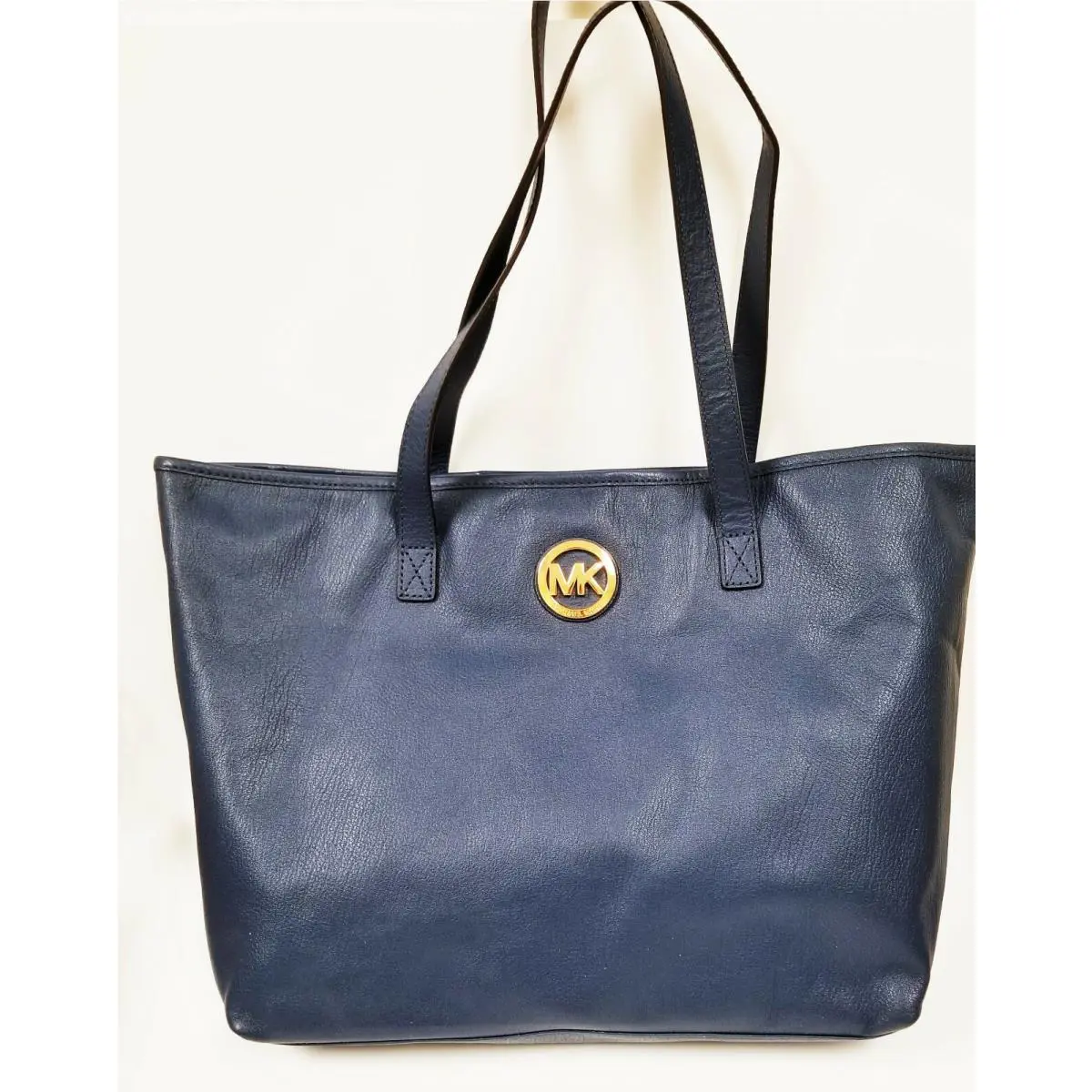New-michael Kors Jet Set Travel Navy Blue Leather MD Tote Shoulder Hand Bag