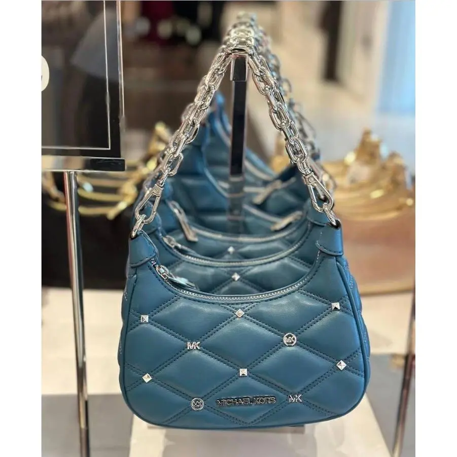 Michael Kors Cora Extra-small Quilted Shoulder Bag Crossbody Teal