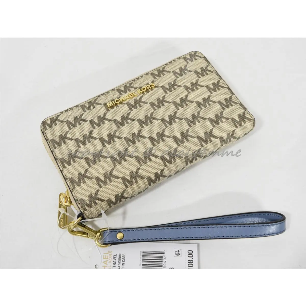 Michael Kors Jet Set Travel Multi-function Phone Wallet/wristlet Natural/denim
