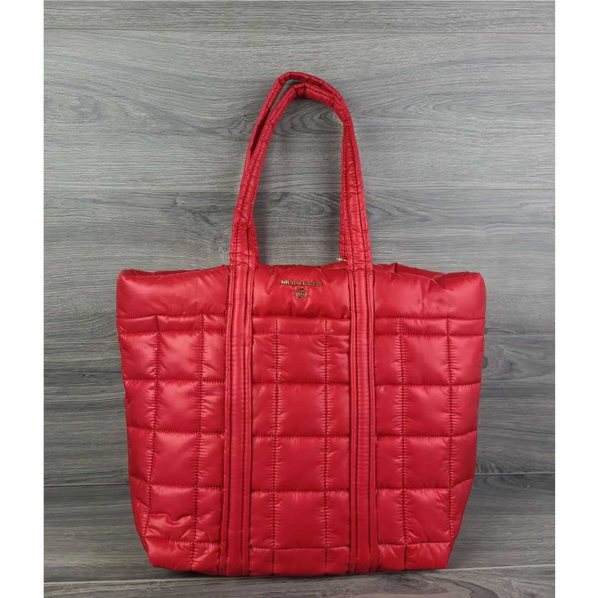 Michael Kors Tote Large Stirling Recycled Plastic Handbag Crimson Red