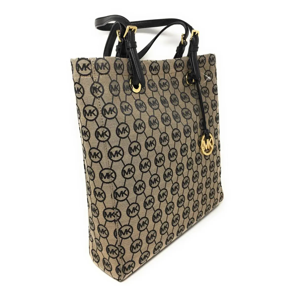 Michael Kors Jet Set North South Monogram Tote - Beige Black