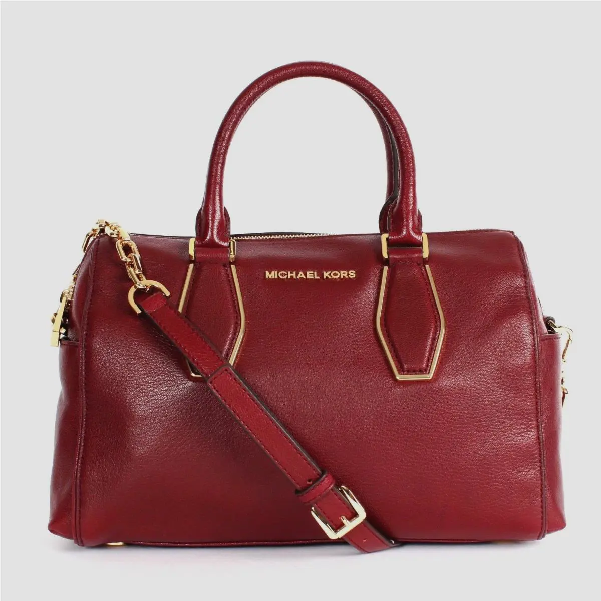 Michael Kors Vanessa Medium Chain Satchel Shoulder Bag Claret