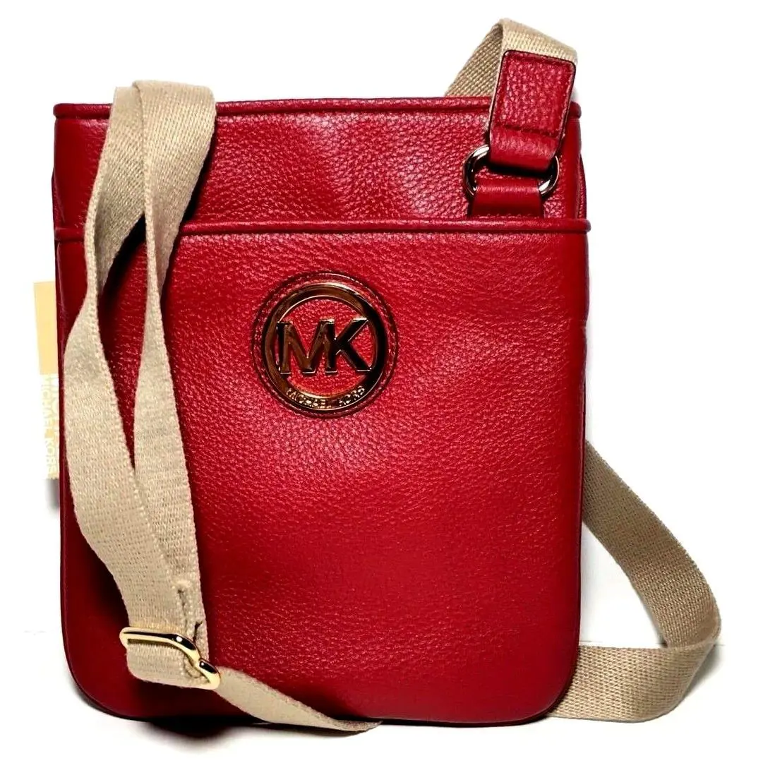 Michael Kors Fulton Leather Crossbody Scarlet