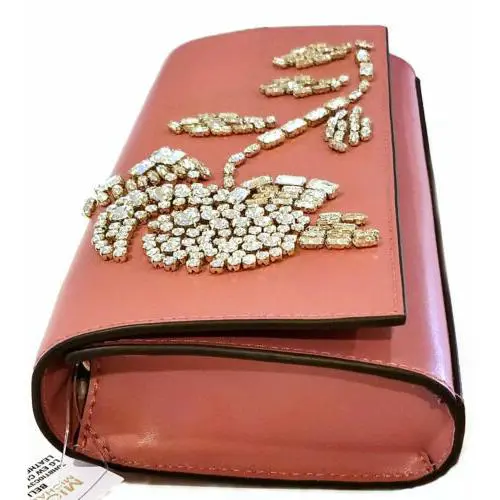 Michael Kors Bellamie Embellished Leather EW Crossbody Clutch Rose