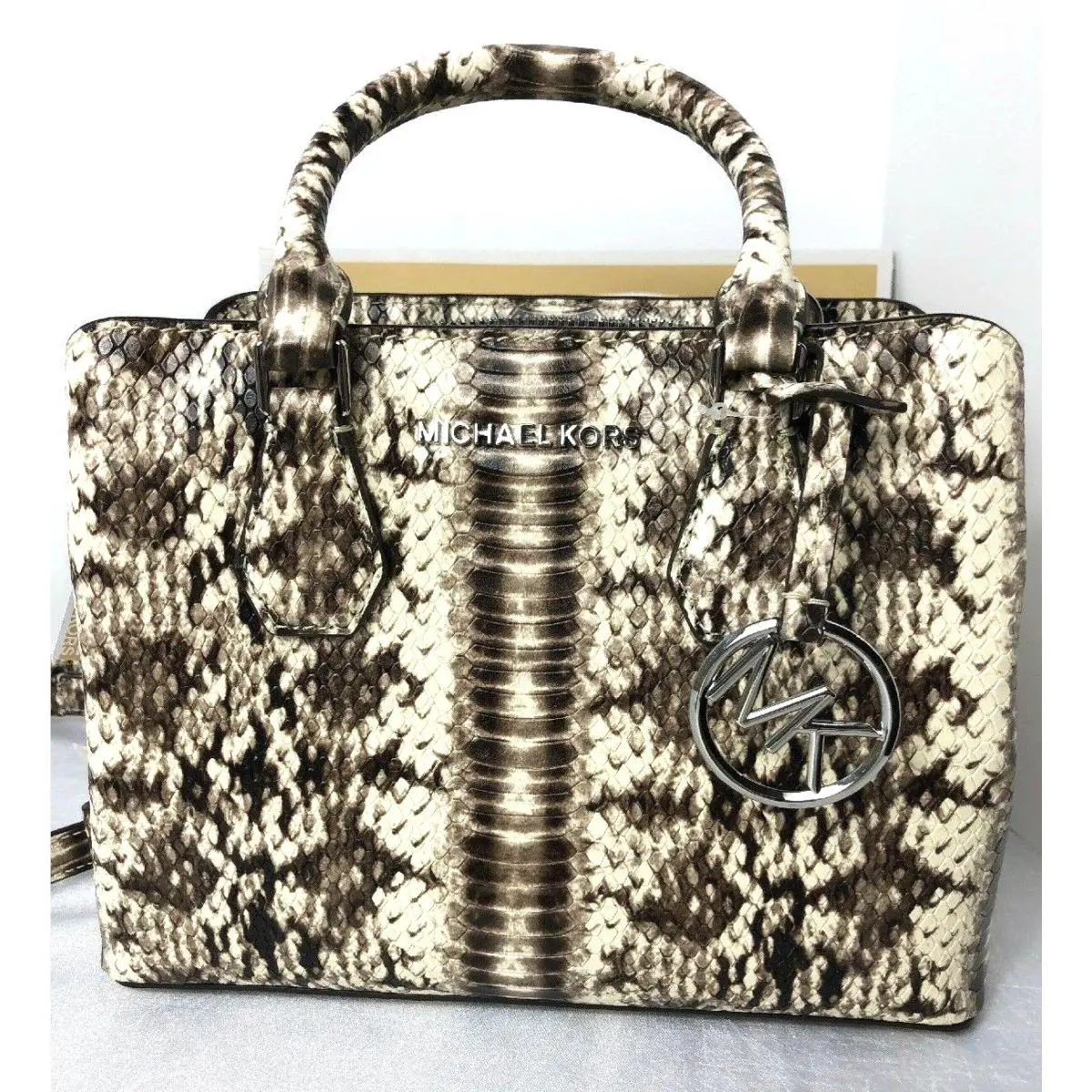 Michael Kors Camille Small Python Satchel Embossed Leather