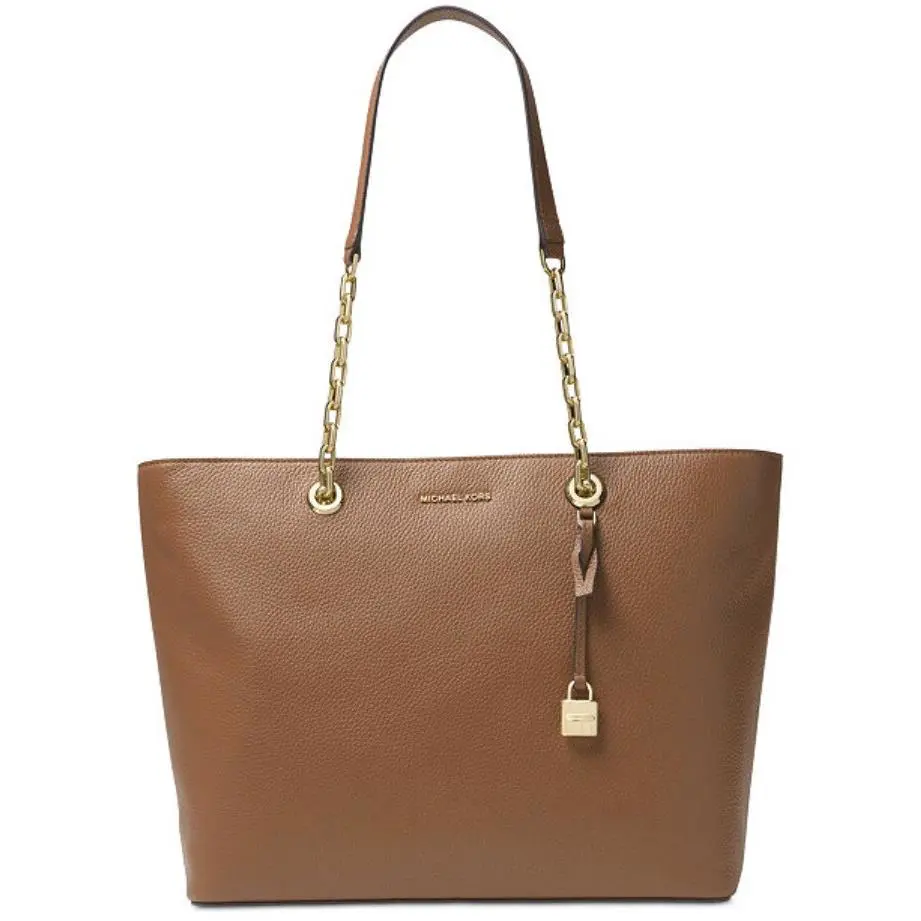 Michael Kors Studio Mercer Chain Leather Large Top Zip Tote Luggage