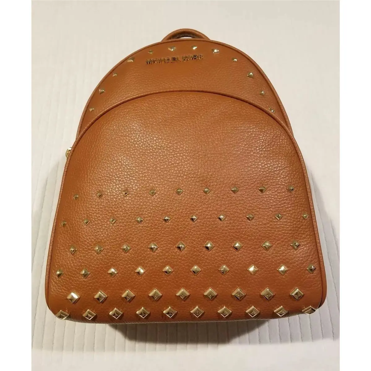 Michael Kors Brown Leatherstuddd Abbey Medium Backpack
