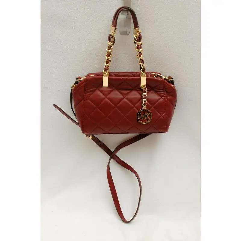 Michael Kors Susannah Quilted Leather Small Satchel Crossbody Claret