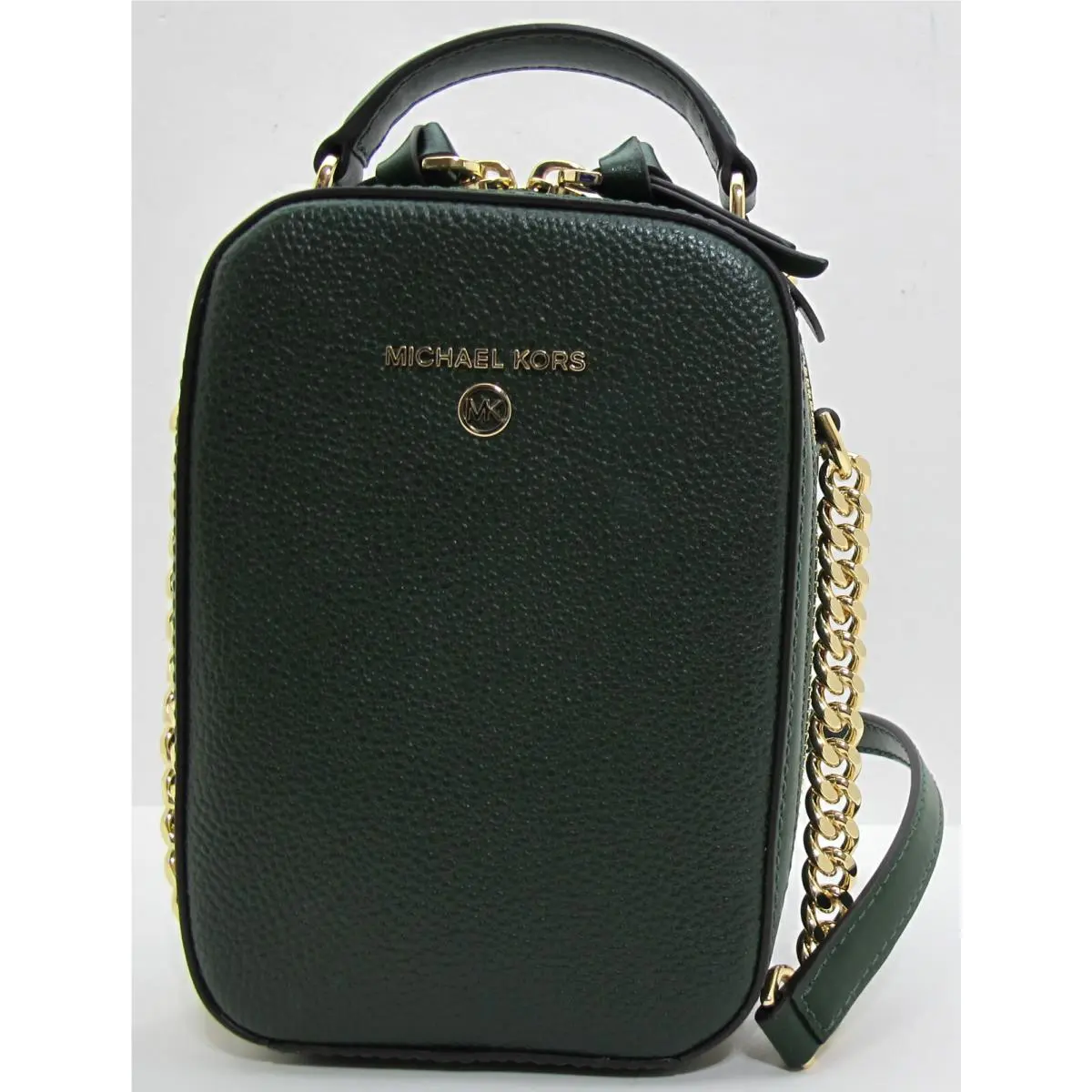 Michael Kors Jet Set Small N/s Pebbled Leather Phone TH Crossbody Moss Green