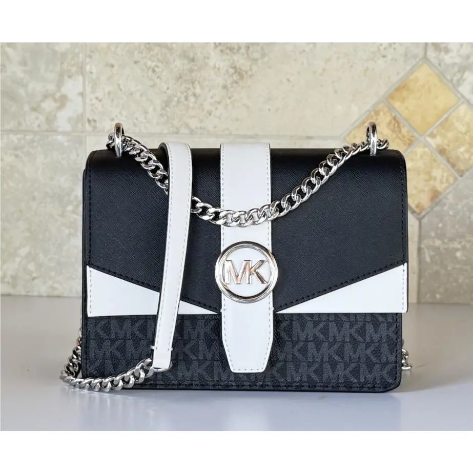 Michael Kors Greenwich Small Shoulder Flap Crossbody Bag MK Black Multi