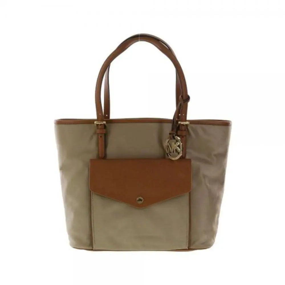 Michael Kors Jet Set Item Nylon Dusk+brown Pocket Multi Function Tote Bag Purse