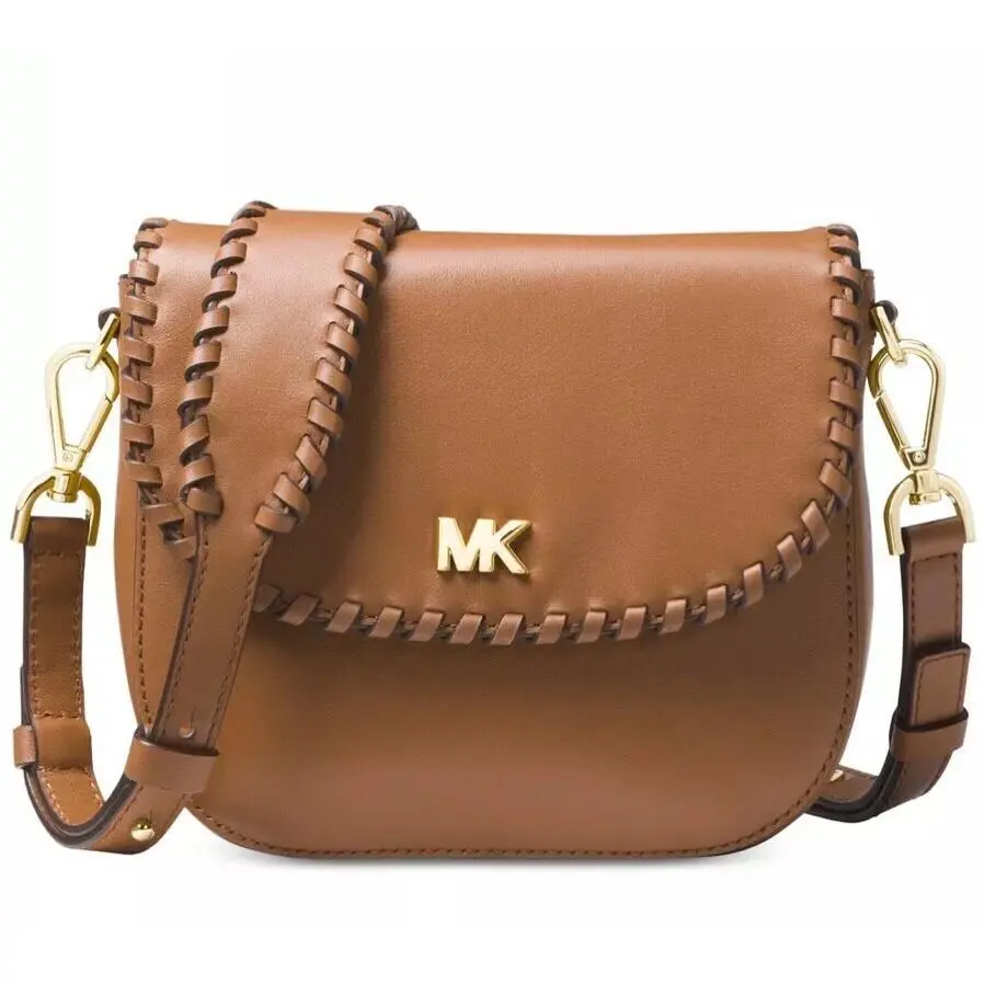 Michael Kors Half Dome Stitched Leather Crossbody Acorn Bag Whipstitching