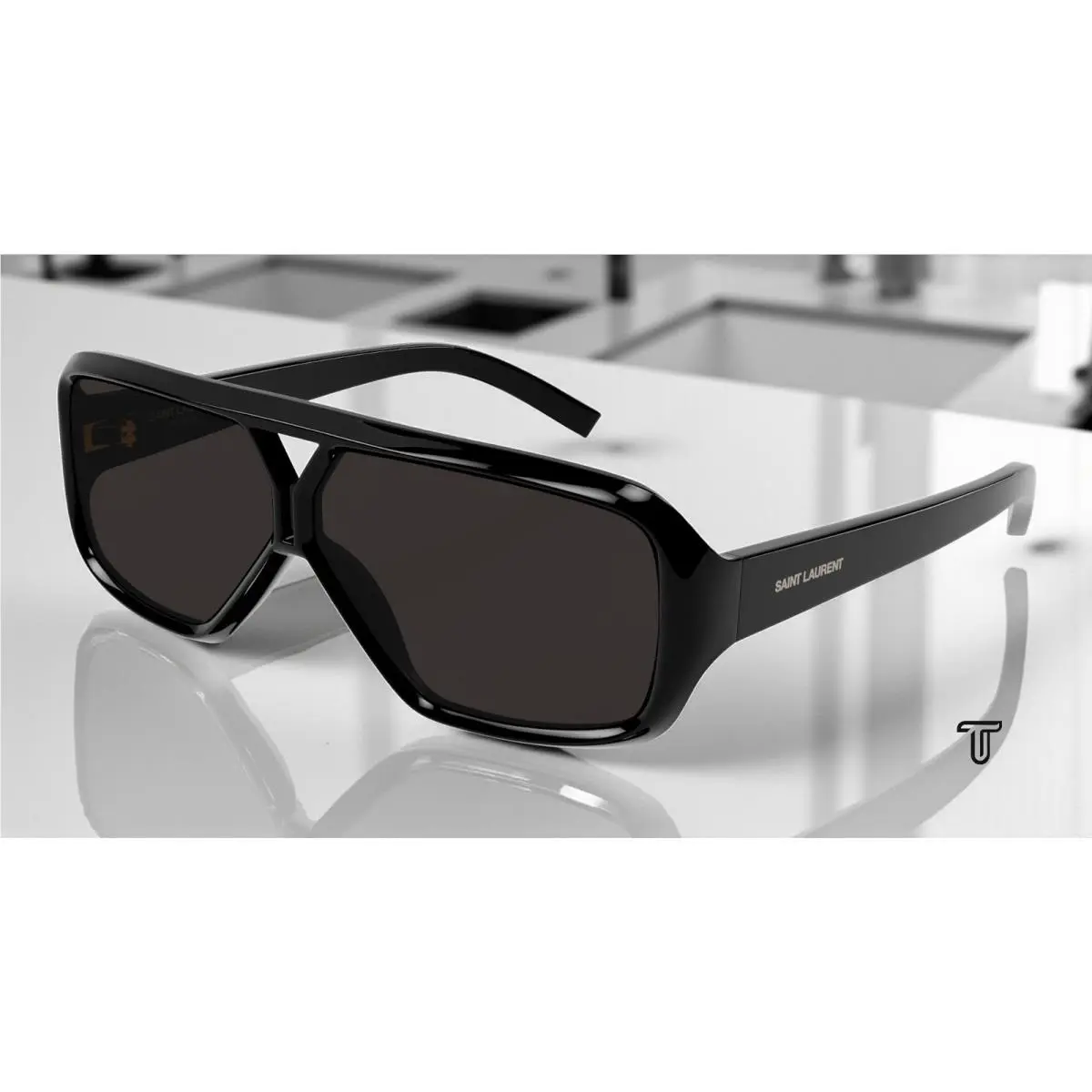 Saint Laurent SL 569 Y 001 Pilot Navigator Acetate Black 63 mm Womens Sunglasses by Yves Saint Laurent