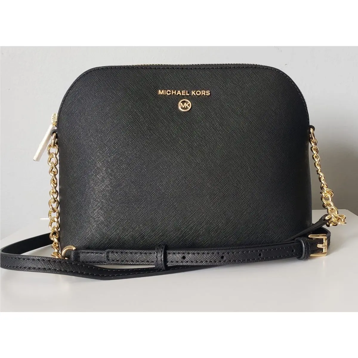 Michael Kors Cindy Dome Crossbody Bag in Saffiano Black Leather