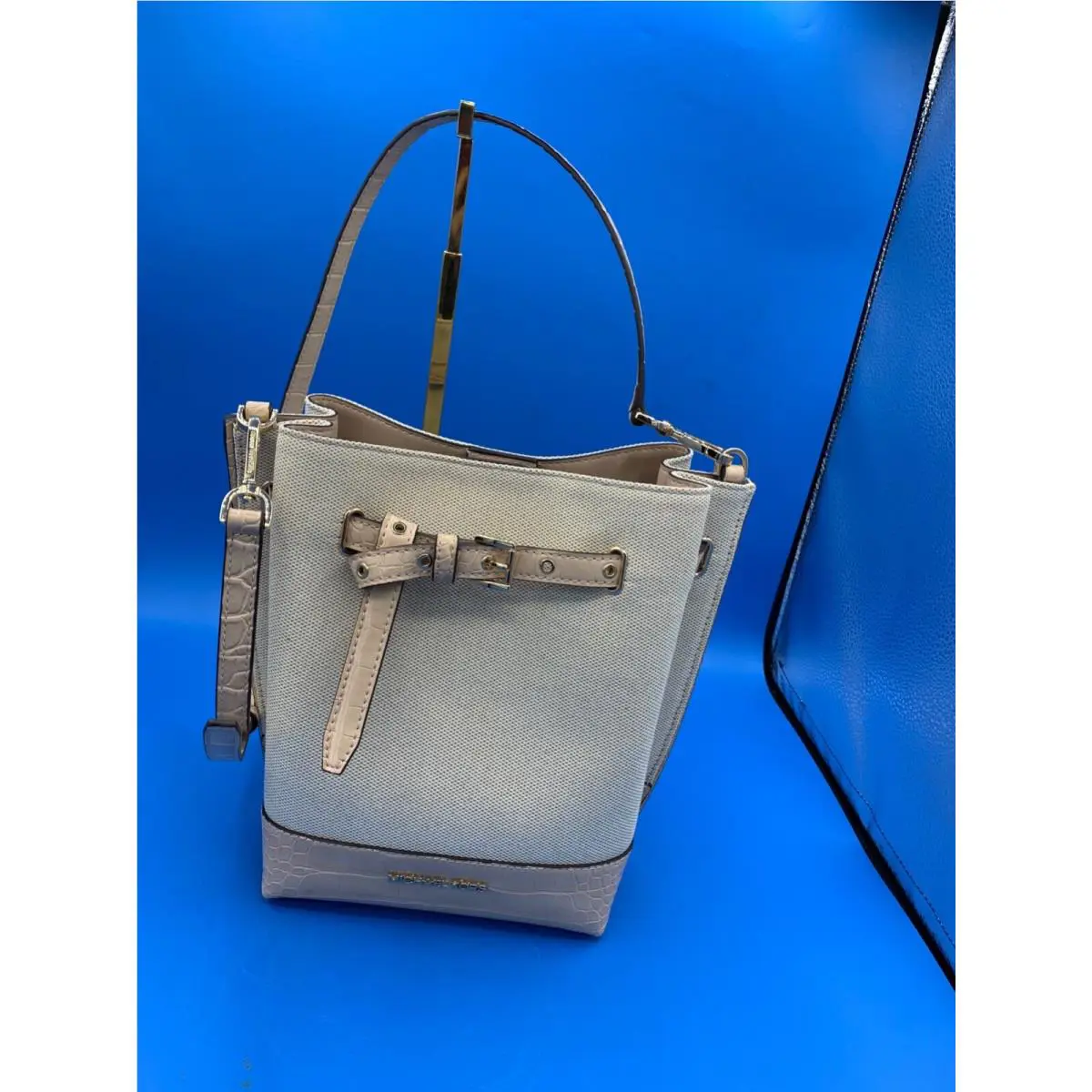 Michael Kors Bucket Tan Handbag with Belt Design 7 x 10 x 6