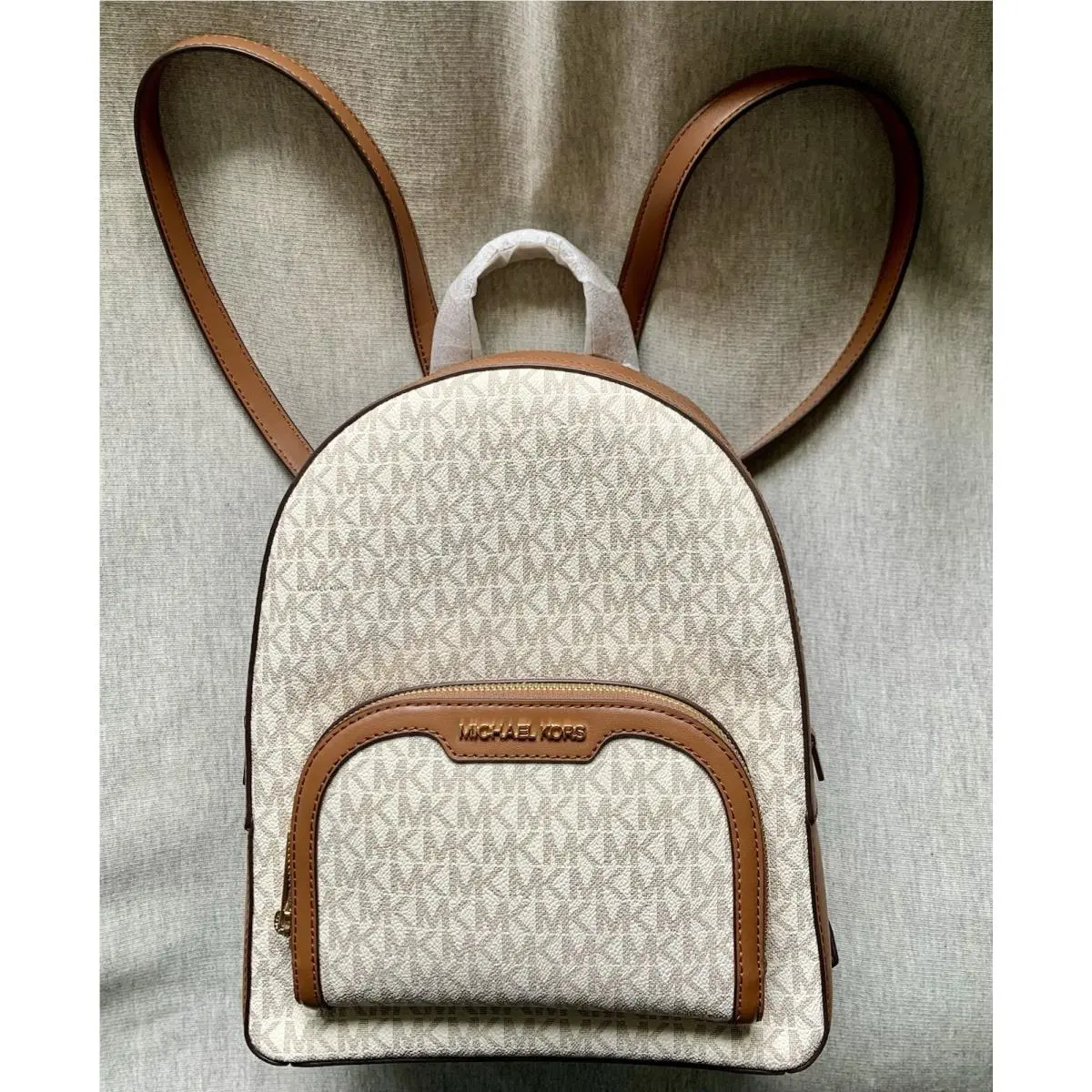 Michael Kors Jaycee Backpack Medium Size Vanilla Logo Monogram Bag