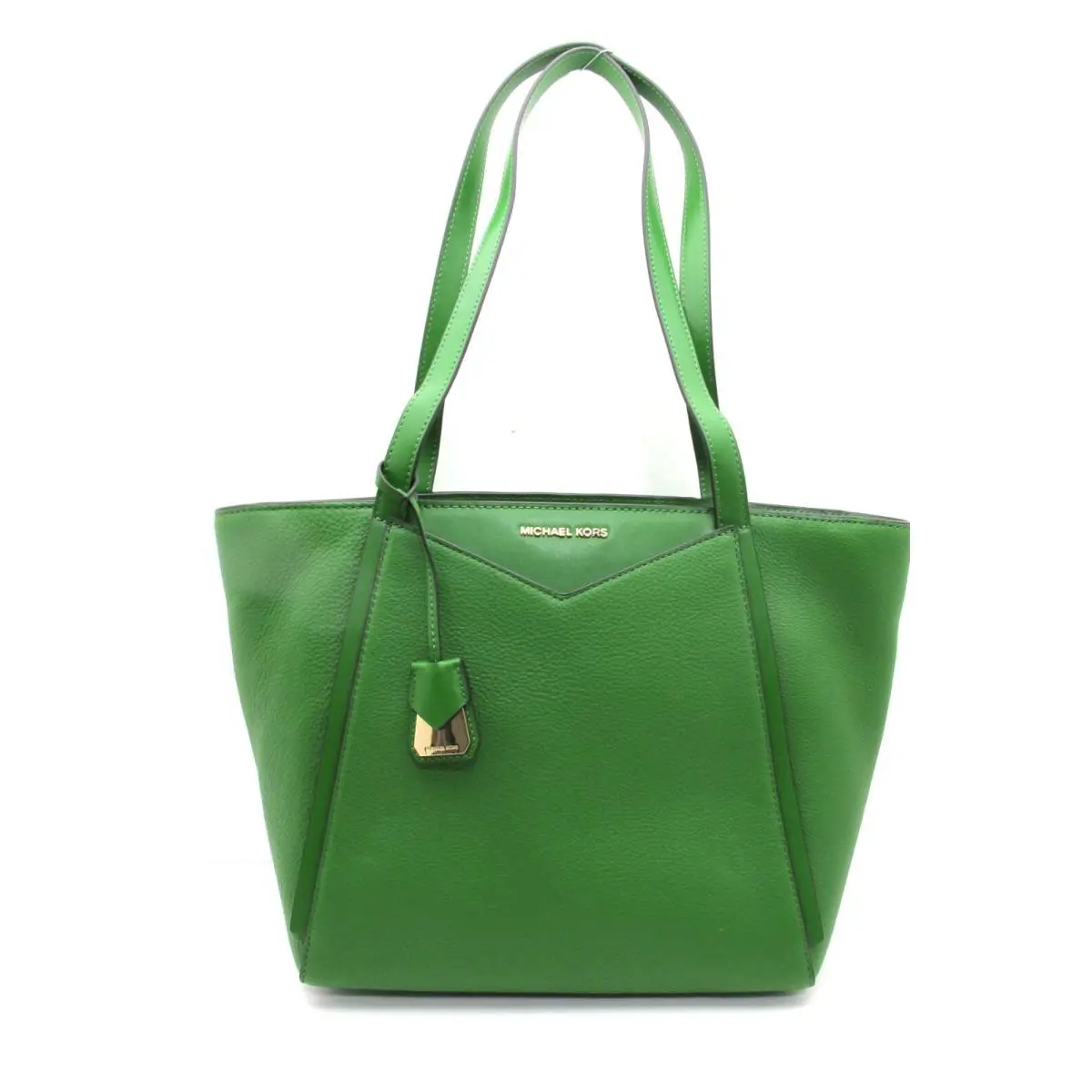 Michael Kors Whitney Top Zip Pebbled Leather Tote True Green/gold