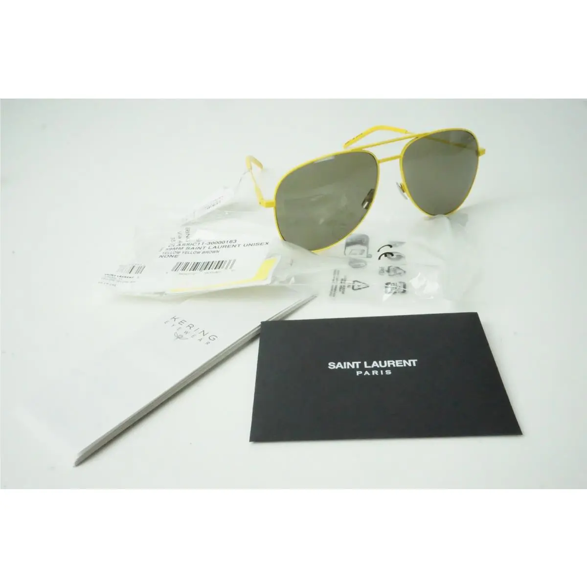 Saint Laurent 59mm Aviator Sunglasses Yellow/brown Unisex