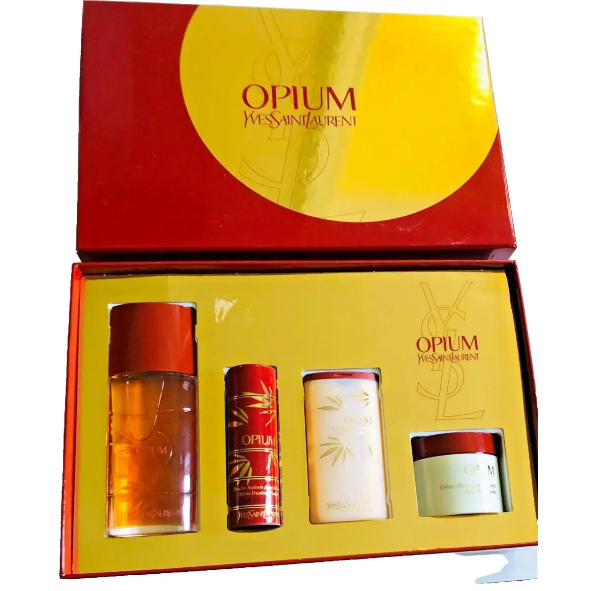 Yves Saint Laurent Vintage Ysl Opium Edt Spray Powder Body Cream Shower Gel 4PCS/SET