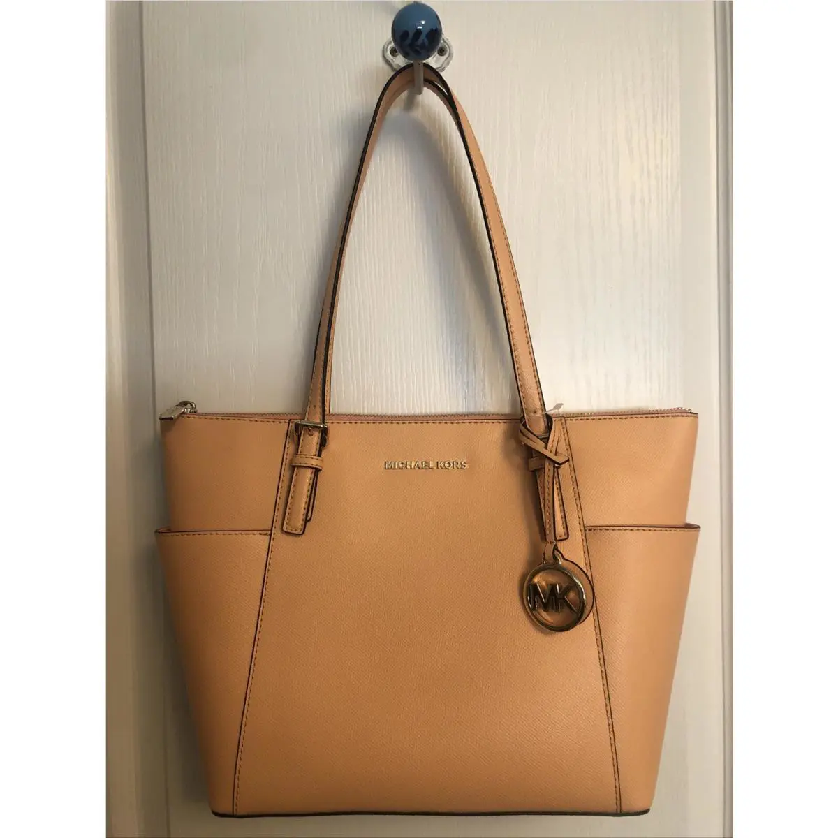 Michael Kors Purse Jet Set East West Top Zip Tote Shoulder Handbag Canteloupe