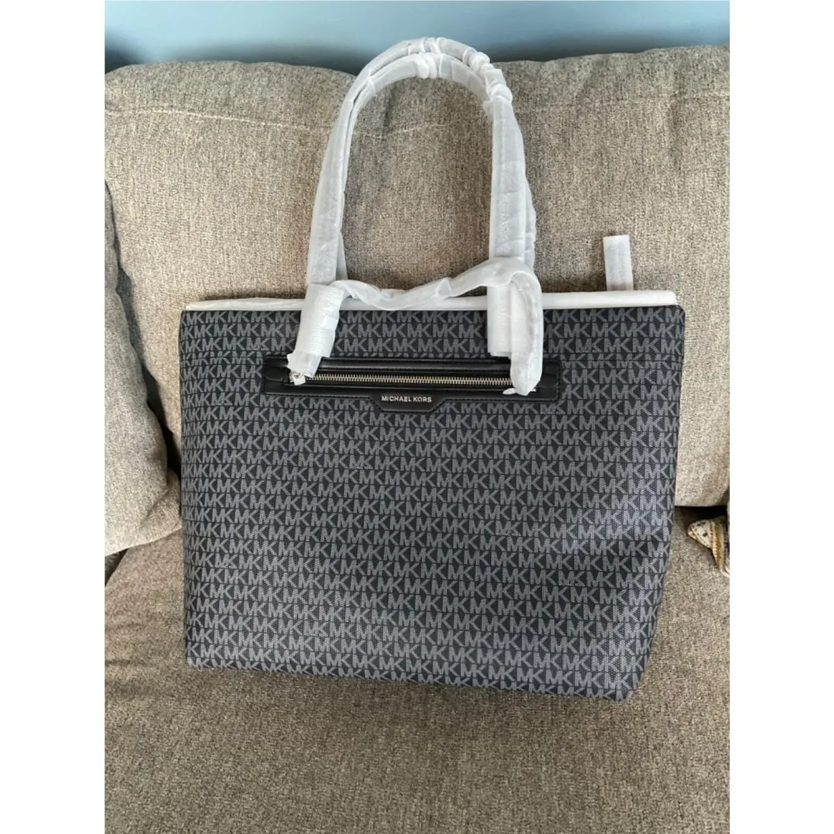 Slater LG Travel Tote Bag Black / Optic White Logoprint W/ Tags by Michael Kors
