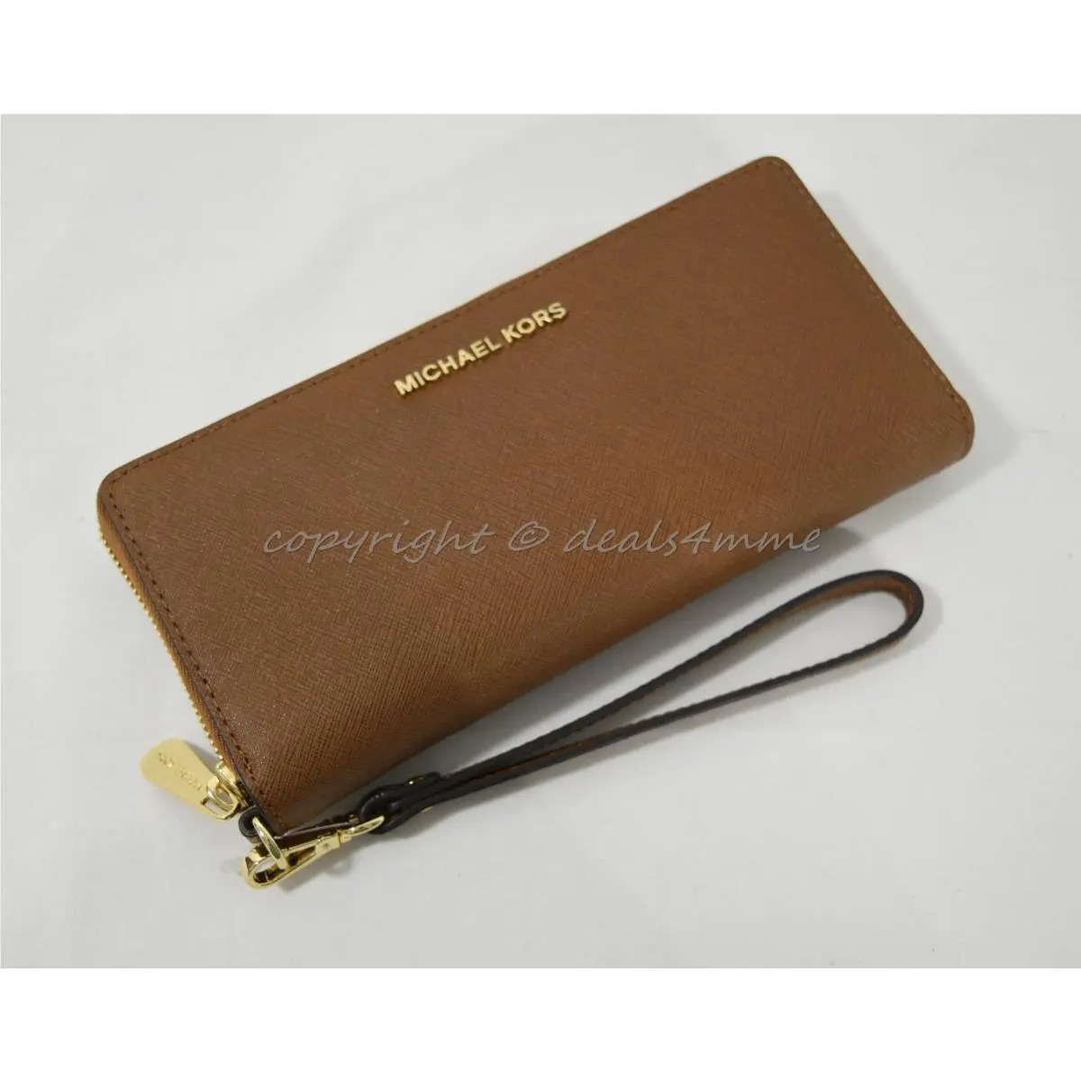 Michael Kors Jet Set Travel Continental Saffiano Leather Wallet in Luggage Brown