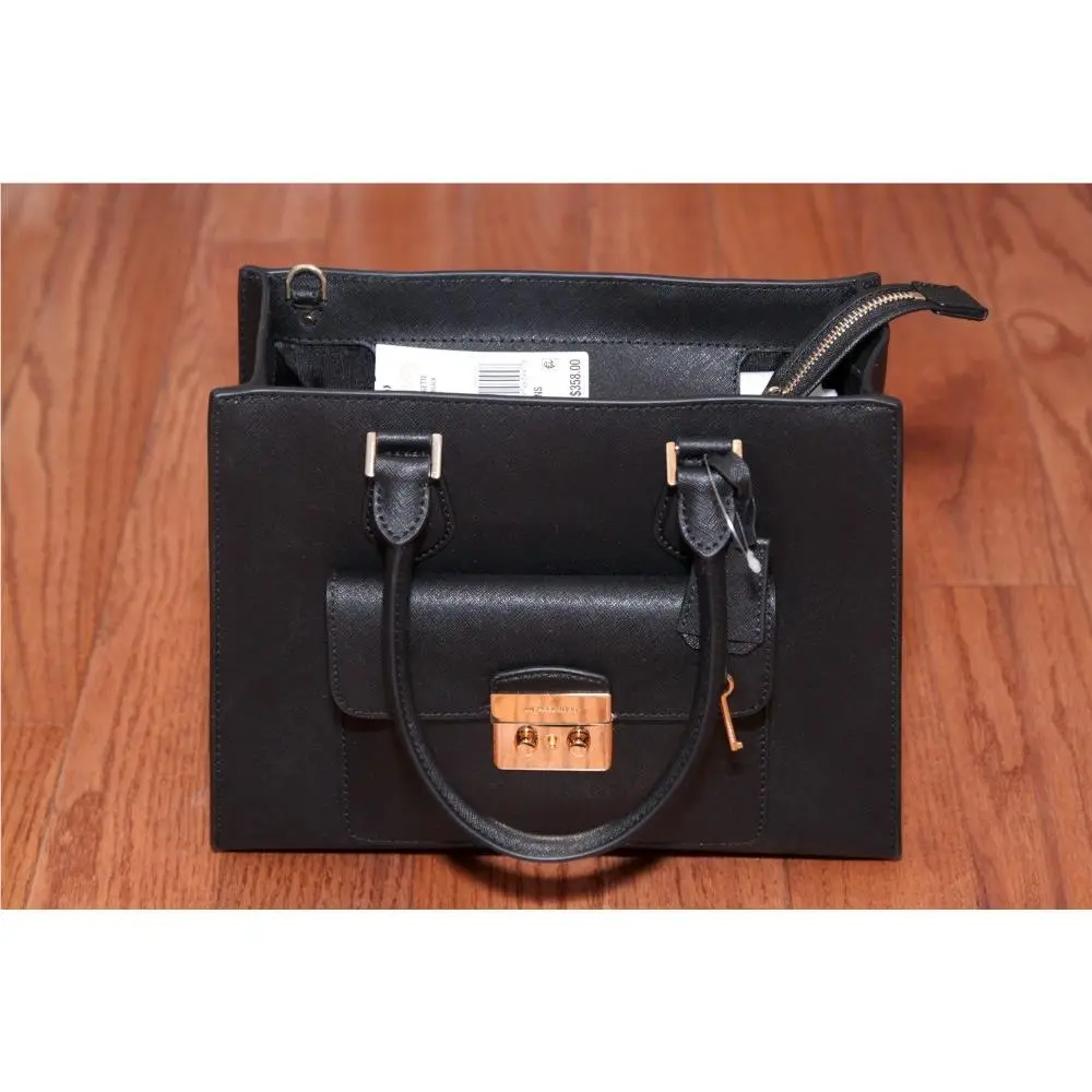 Bridgette Medium East West EW Tote Bag Purse Black/gold by Michael Kors