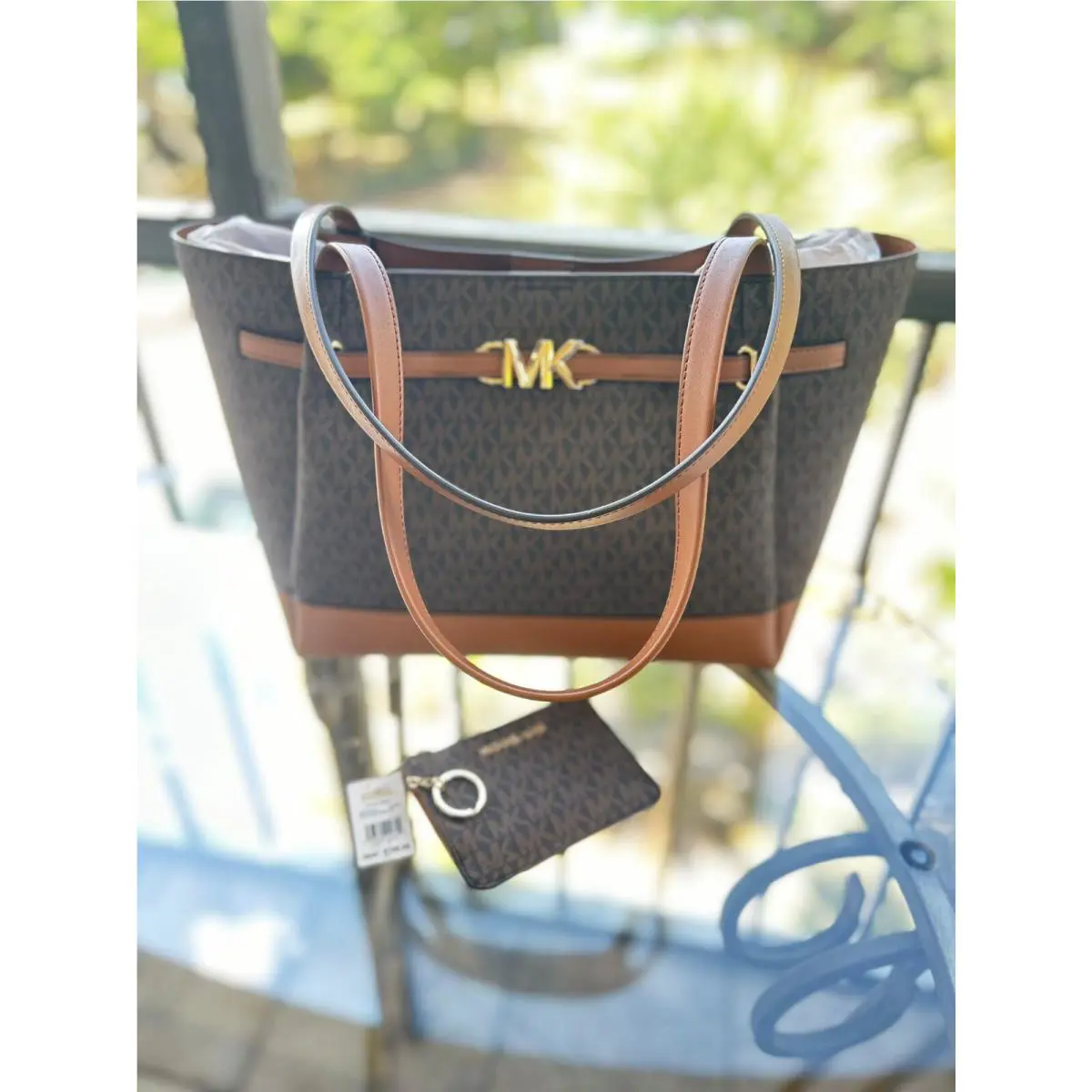 Michael Kors Reed Large Tote Shopper Shoulder Handbag Purse Bag Brown Mk+ Wallet