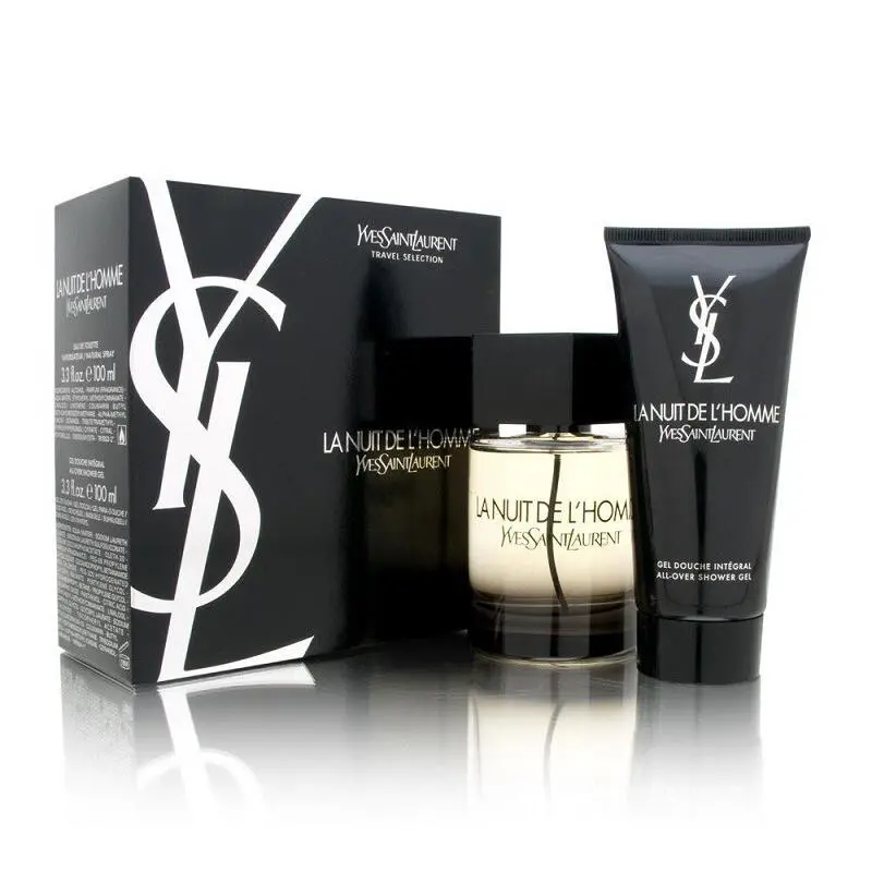 LA Nuit De L`homme Yves Saint Laurent Men 2 Pcs Set 3.3 oz Edt Spray 1.6 oz SG