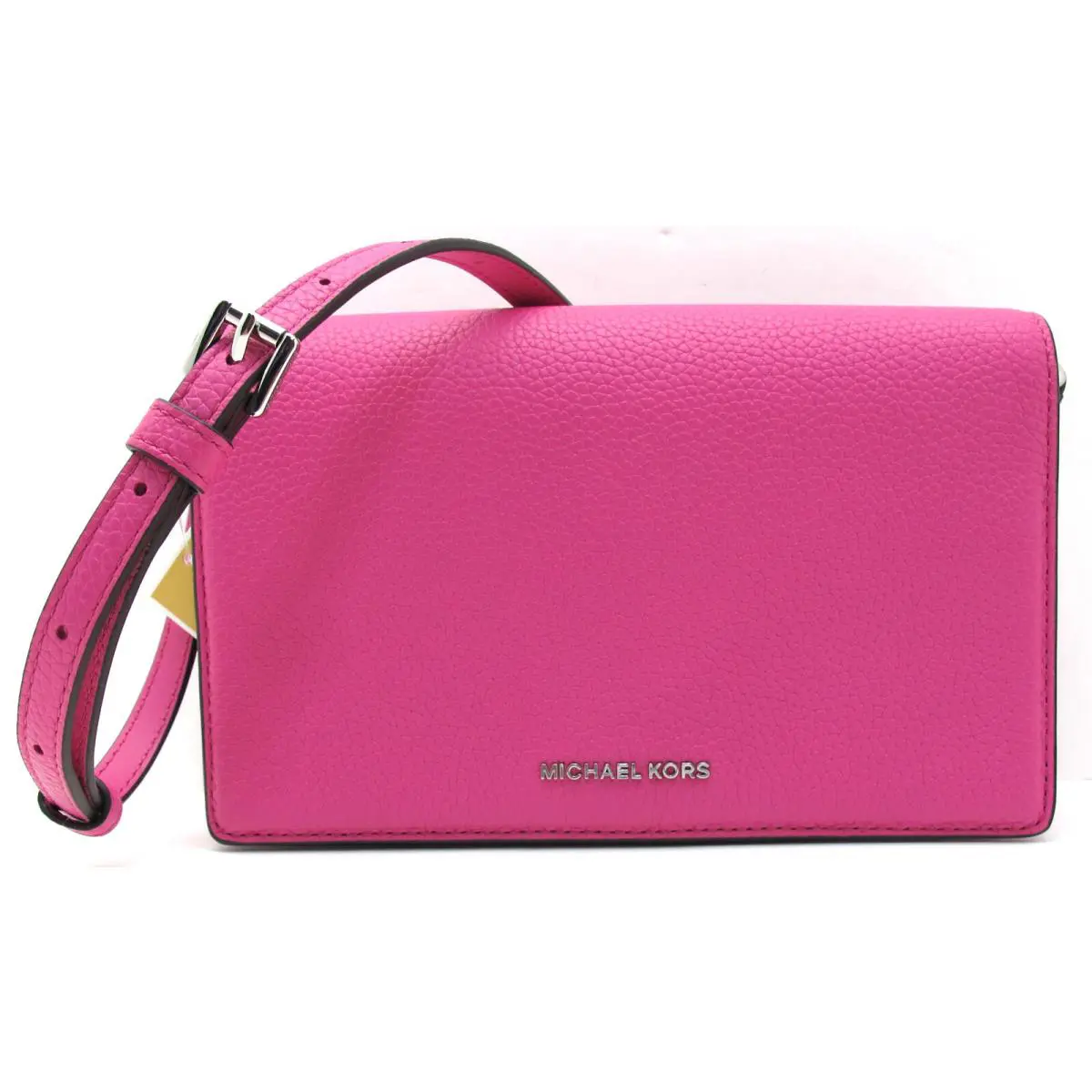 Michael Kors Jet Set Medium Flat Leather Phone/wallet Crossbody Cerise Pink