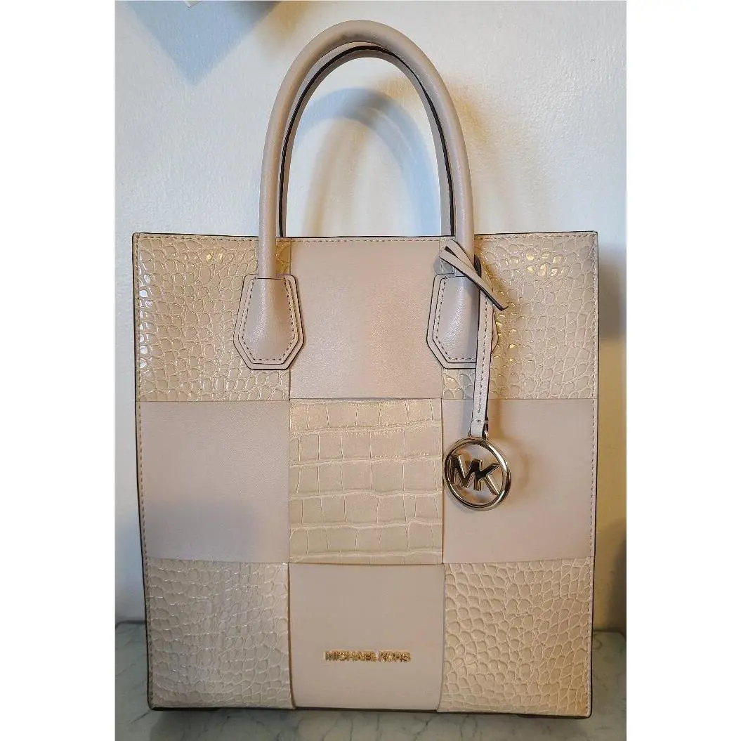 Michael Kors Mercer Medium NS Shopper Handbag Tote Crossbody Buff Leather