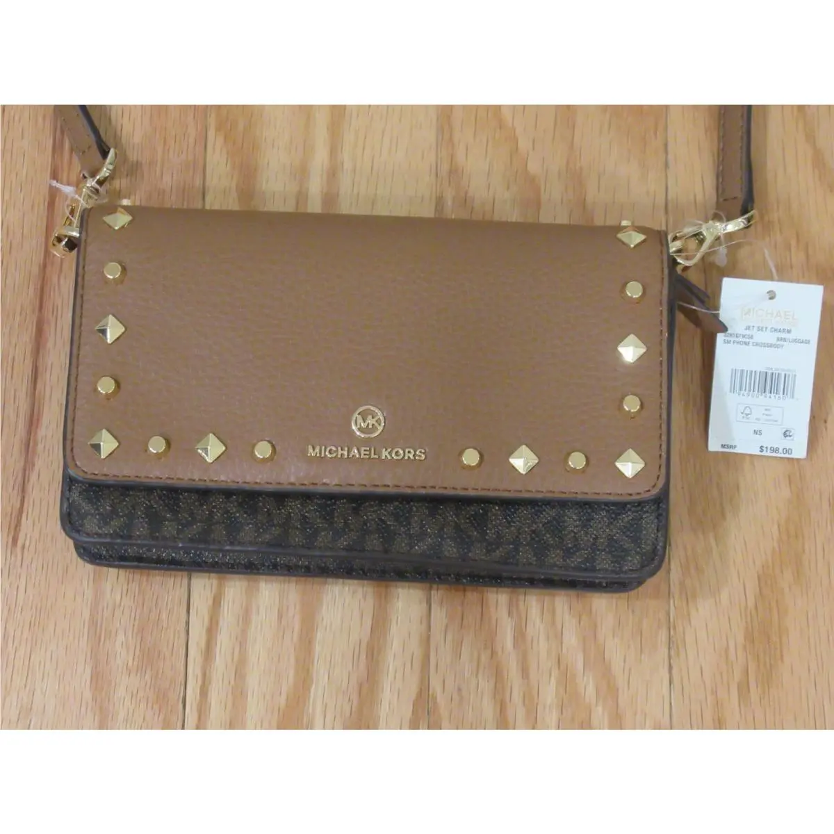 Michael Kors MK Logo Jet Set Charm Small Phone Crossbody Bag W/ Tag
