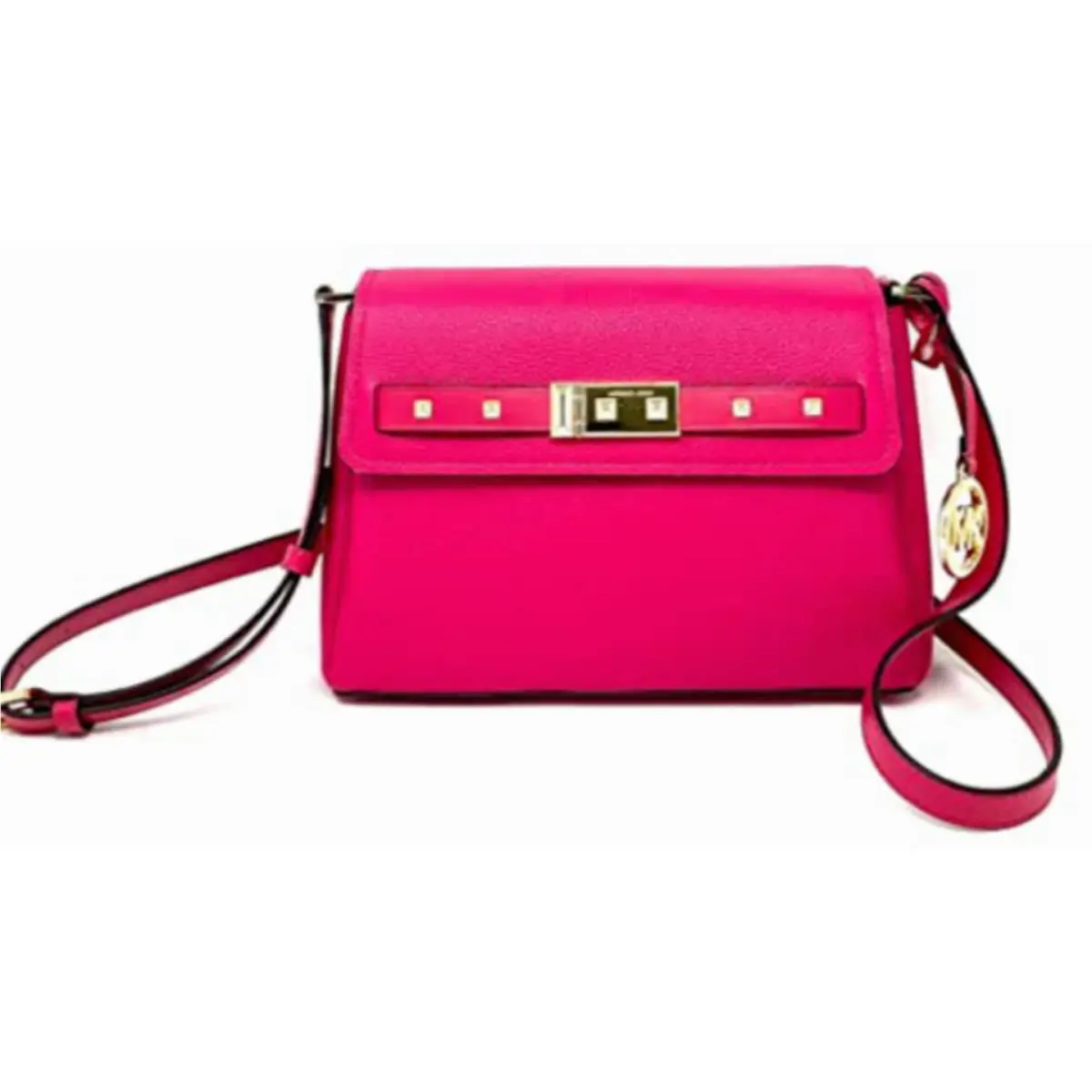Michael Kors Addison MK Messenger Shoulder Bag Electric Pink Leather 38H9CADC3L